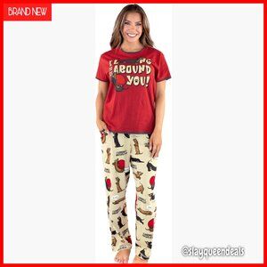 Women's Cotton Pajama Set with Pockets, Short Sleeve Top & Lounge Pants